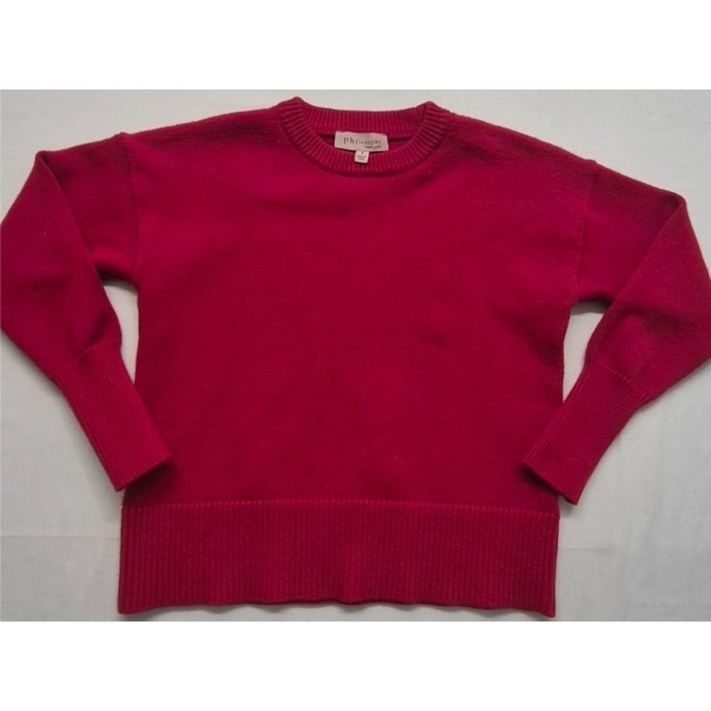 Philosophy women's Red cable knit Sweater SM‎ crew neck/ribbed cuff/pullover/LS
